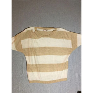 Womens Misia Sweater Size 1X Brown White Striped Sweater Button Back Detail Cute